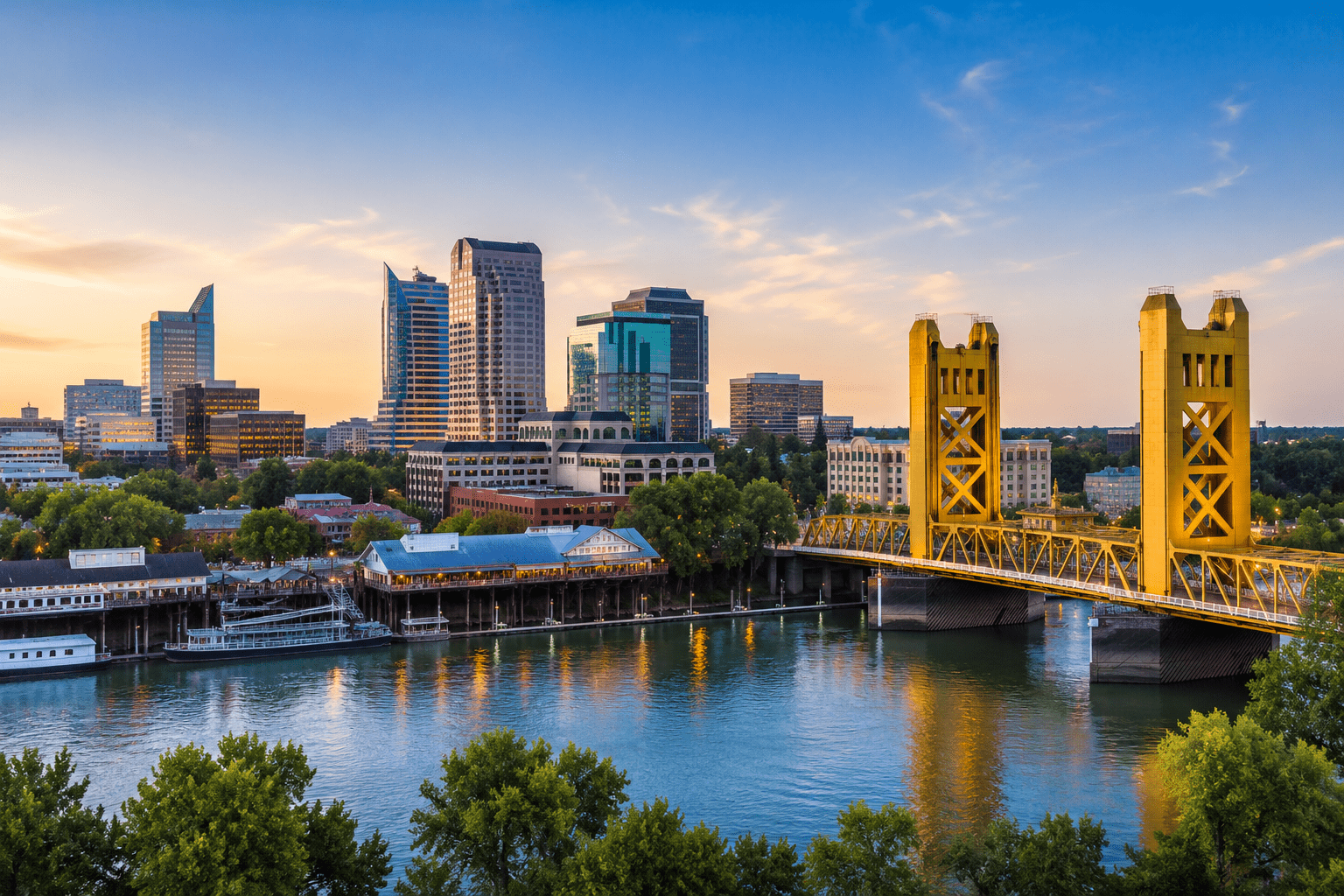 Sacramento skyline at sunset